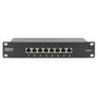 DIGITUS Panel de parcheo Cat 6 apantallado de 8 puertos RJ45 para rack de 10 pulgadas, negro