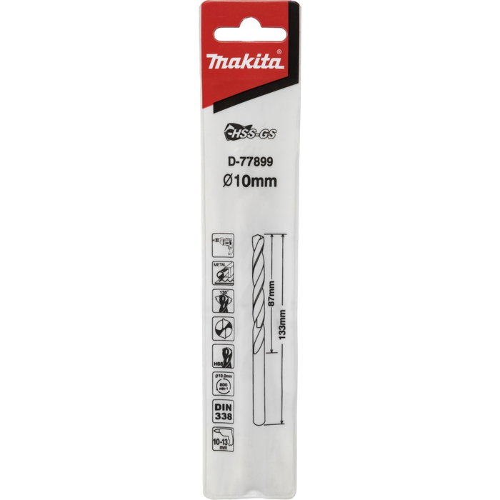 Makita Broca para metal HSS-GS 10,0x133mm Makita Broca para metal HSS-GS 10,0x133mm