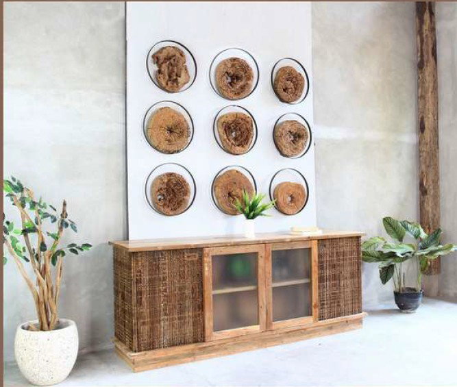 DKD Home Decor Decoración de pared raíz de teca reciclada 41x6x41 cm