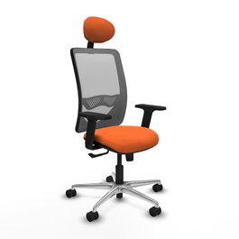 PIQUERAS Y CRESPO Silla de oficina Zulema con mecanismo Sincro, Tela Naranja y Malla Gris