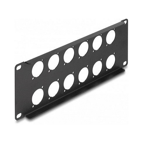 DeLOCK Panel de conexiones 2U negro, 12 puertos D-Typ, para montaje en rack 10 pulgadas - Referencia 88 mm x 254 mm
