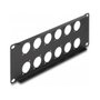 DeLOCK Panel de conexiones 2U negro, 12 puertos D-Typ, para montaje en rack 10 pulgadas - Referencia 88 mm x 254 mm