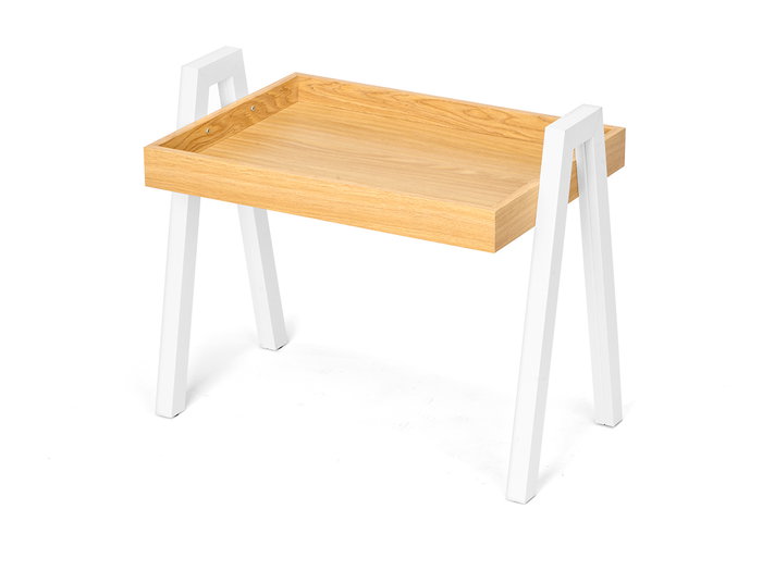 Giftdecor Mesa Auxiliar Patas Blancas 48x44x35 cm Madera MDF Blanco Marron (Set de 4)