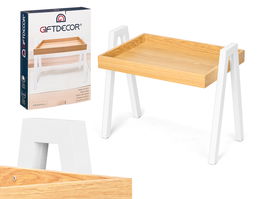 Giftdecor Mesa Auxiliar Patas Blancas 48x44x35 cm Madera MDF Blanco Marron (Set de 4)