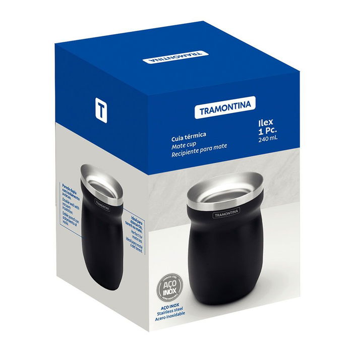 Tramontina Recipiente para Mate de Acero Inoxidable Negro 240 ml