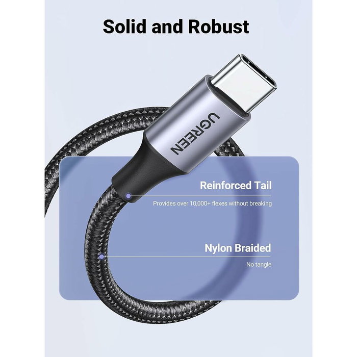 Ugreen Cable USB a USB-C QC3.0 de 2m con conector de aluminio negro