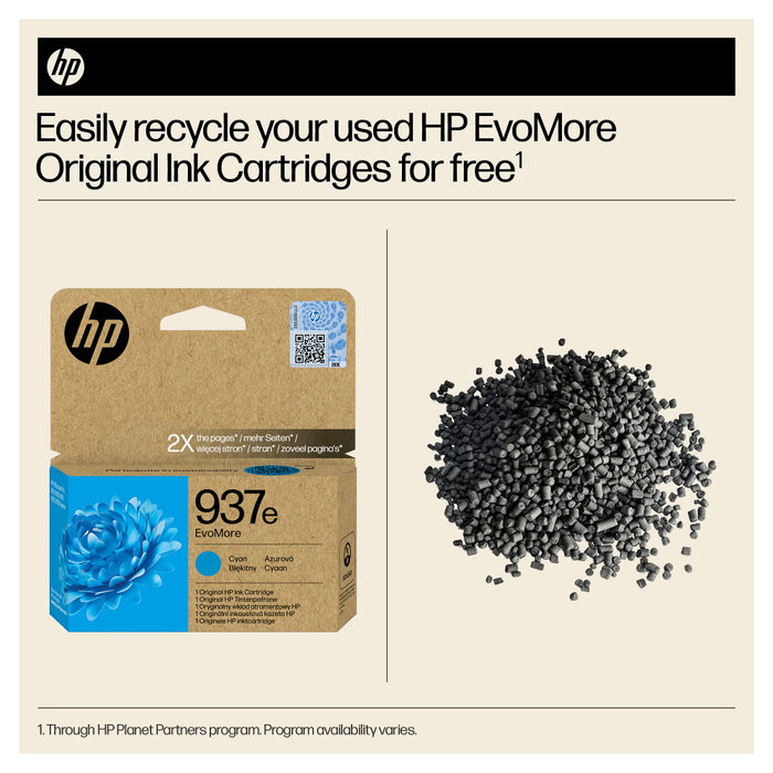 HP 937e EvoMore Cartucho de Tinta Cian XL Original