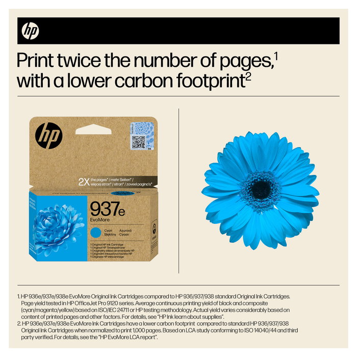 HP 937e EvoMore Cartucho de Tinta Cian XL Original