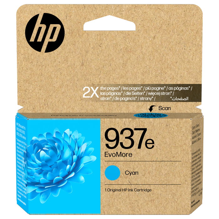 HP 937e EvoMore Cartucho de Tinta Cian XL Original