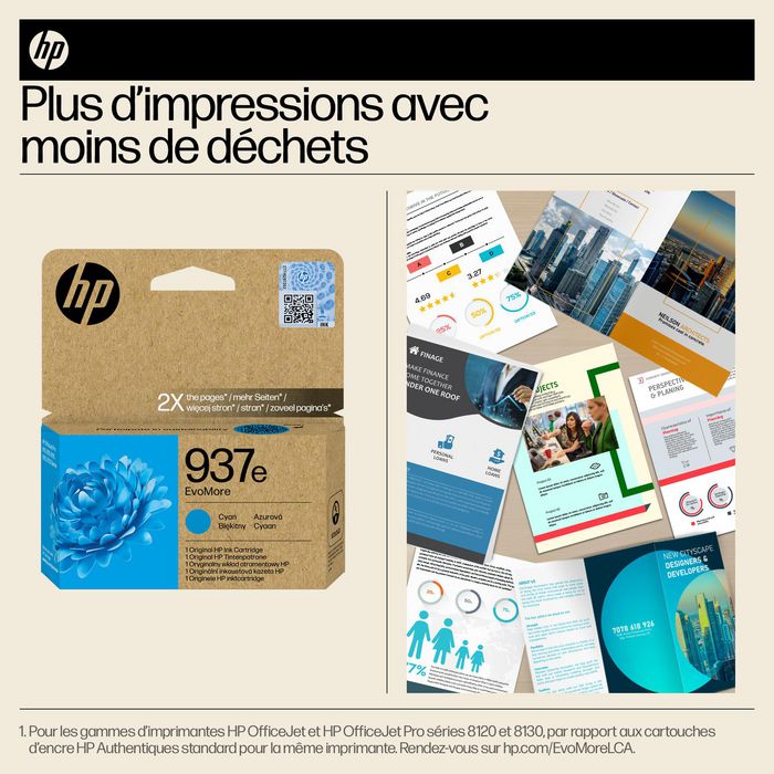 HP 937e EvoMore Cartucho de Tinta Cian XL Original