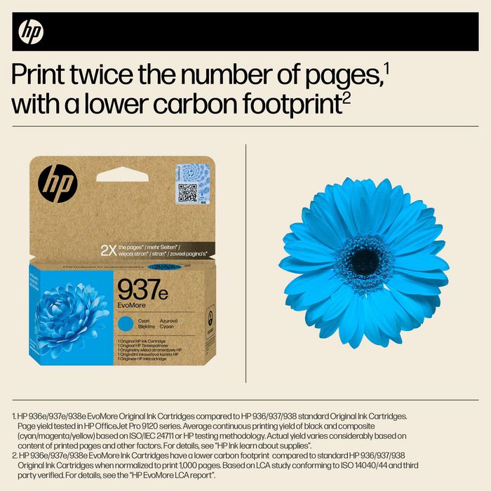 HP 937e EvoMore Cartucho de Tinta Cian XL Original