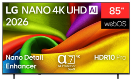 LG NANO 4K UHD AI 85NU8E0B3LA 85 pulg. Smart TV Negro