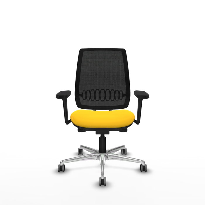 PIQUERAS Y CRESPO Alares Silla de oficina con mecanismo traslack, malla negra y similpiel amarillo PIQUERAS Y CRESPO Alares Silla de oficina con mecanismo traslack, malla negra y similpiel amarillo