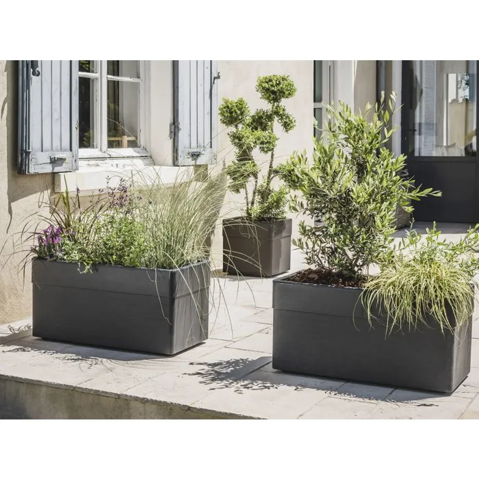 EDA - Macetero grande con ruedas para interior/exterior, 80 cm de altura, 78 x 39 x281 cm, 63 L, color topo - EDA1751465964353