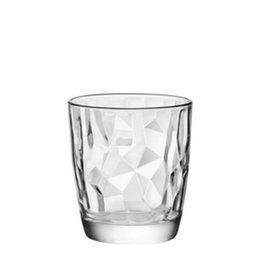 Bormioli Vaso Diamond, Cristalería de Vidrio, 39 cl (0,39 L), 10,3 cm de Alto x 9,1 cm de Diámetro, Borde Grueso (Set de 6)