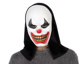 Máscara Payaso Asesino con Capucha Blanca Halloween para Adulto Accesorio Multicolor