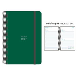 Senfort Agenda Anual 2027 Unicolor con Espiral y Tapa PP Verde Oscuro