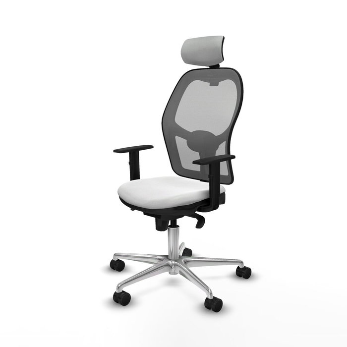 PIQUERAS Y CRESPO Silla de oficina Jorquera con mecanismo Sincro, Tela Blanca y Malla Gris
