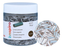 Innspiro Rocalla de Vidrio Cilindro Plateado 95g