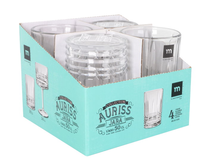 La Mediterranea Vaso Auriss Jara 500 cc (16 Unidades) Ø8.5x13 cm