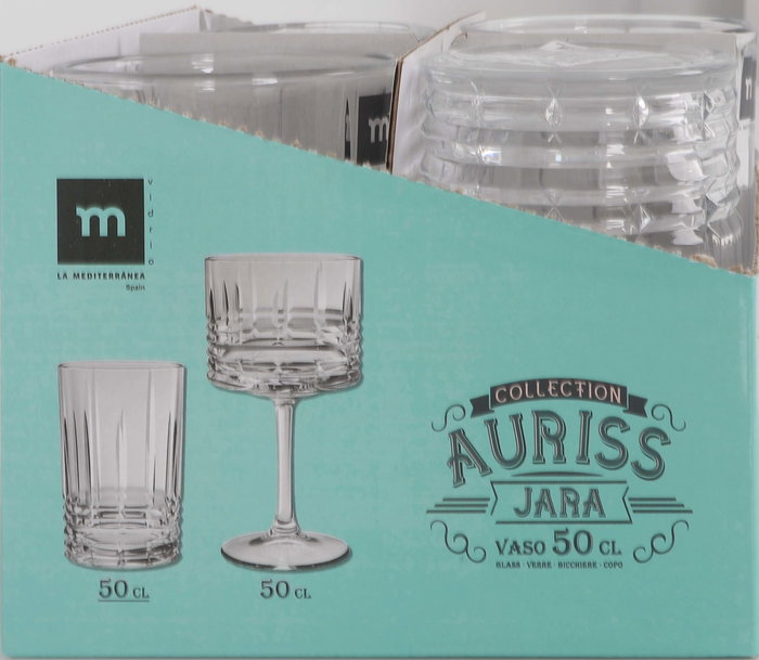 La Mediterranea Vaso Auriss Jara 500 cc (16 Unidades) Ø8.5x13 cm