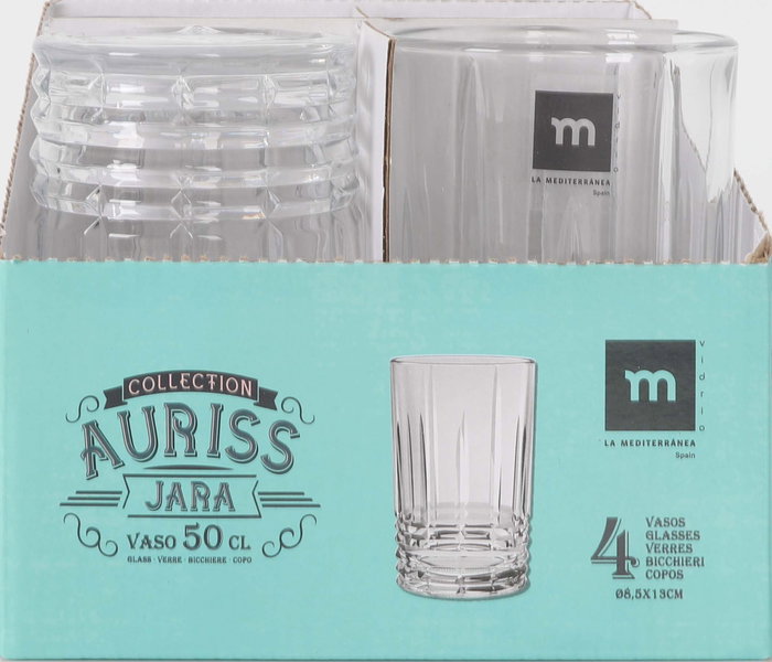 La Mediterranea Vaso Auriss Jara 500 cc (16 Unidades) Ø8.5x13 cm