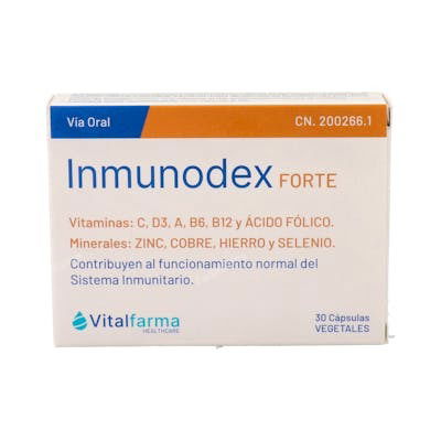 VITALFARMA Inmunodex Forte 30 Cápsulas - Suplemento Vitaminas y Minerales para Inmunidad VITALFARMA Inmunodex Forte 30 Cápsulas - Suplemento Vitaminas y Minerales para Inmunidad