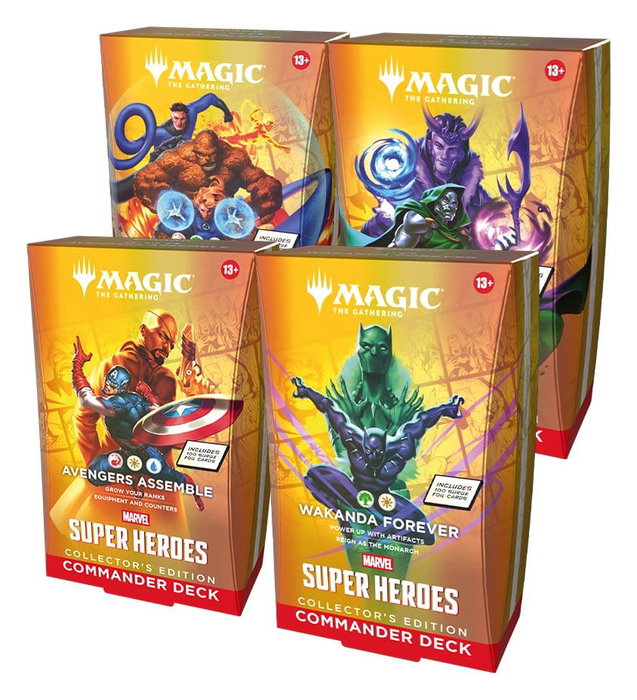 Wizards of the Coast Magic the Gathering Marvel Super Heroes Collector's Edition Commander Decks Caja (4) inglés Wizards of the Coast Magic the Gathering Marvel Super Heroes Collector's Edition Commander Decks Caja (4) inglés