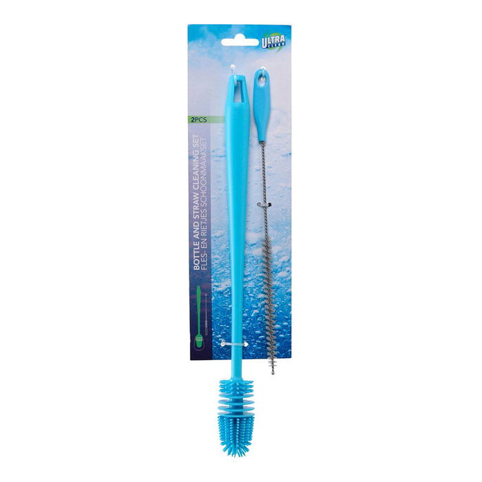 Excellent Houseware Cepillo Limpia Botellas Colores Surtidos, Set 2 Unidades, Azul y Gris