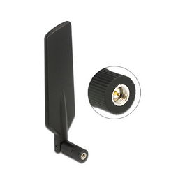 DeLOCK Antena LTE Omnidireccional 3 dBi con Conector SMA, Giratoria y Articulada, Negro - Ref. 88978