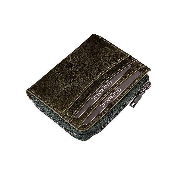 Zoozie Bags Cartera Unisex de Piel Auténtica 100% Verde 10.2x2x8 cm