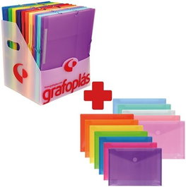 GRAFOPLAS Pack de 50 Carpetas de Polipropileno con Gomas y Solapas + 12 de Regalo