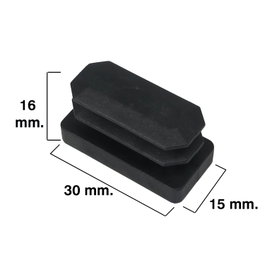 MAURER Contera Rectangular Negra 15x30mm, Blister de 4 piezas