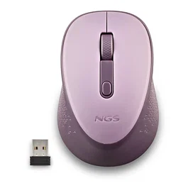 NGS DEW Ratón Óptico Inalámbrico 2.4 GHz para Oficina Ambidiestro, 1600 DPI, Botones Silenciosos, Color Lila con Receptor Nano USB