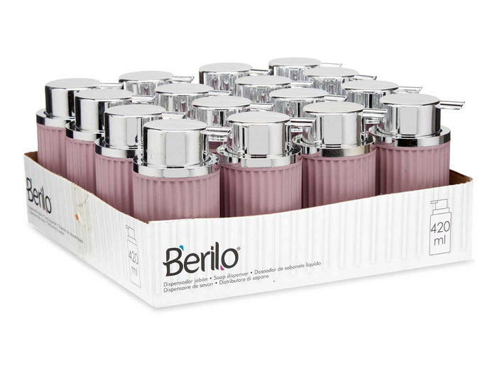 Berilo Dispensador de Jabón Plástico Rosa 420 ml 7 x 14.5 x 8.5 cm (Set de 32)