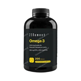 ZENEMENT Omega 3 200 Perlas 1000mg con EPA y DHA para Corazón, Articulaciones y Cerebro - Alta Concentración de Omega 3 con Vitamina E - Sin Gluten ni Soja