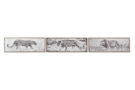 DKD Home Decor Cuadro Lienzo PP Salvaje Surtido de 3 piezas 92,5x3,5x32 cm