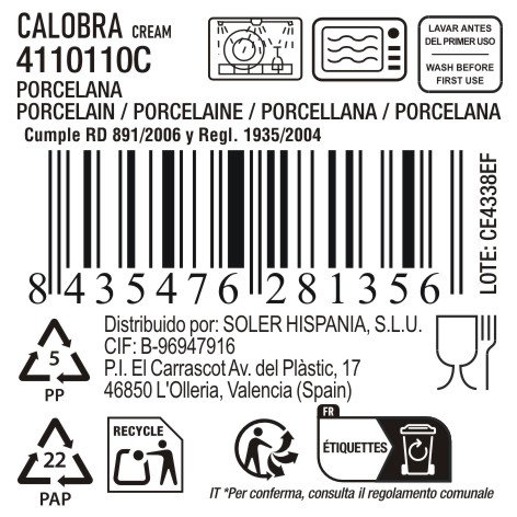 La Mediterranea Ensaladera Calobra Crema Ø18x9 cm (16 Unidades)
