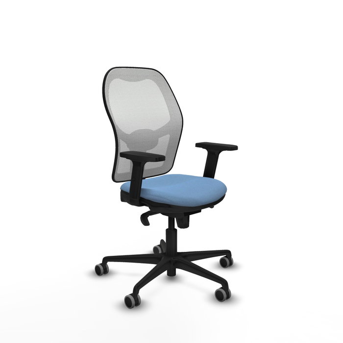 PIQUERAS Y CRESPO Silla de oficina Jorquera con mecanismo Sincro, tela azul cielo y malla blanca PIQUERAS Y CRESPO Silla de oficina Jorquera con mecanismo Sincro, tela azul cielo y malla blanca