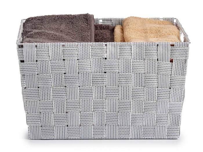 KIPIT Cesta de Tela Cónica Rectangular con Asas Grande Blanco