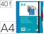 Liderpapel Carpeta A4 con 40 Fundas Intercambiables, 5 Separadores, Sobre y Gomilla, Portada y Lomo Personalizable, Azul