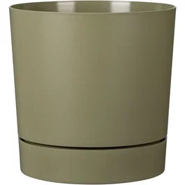 GARDEN ID Maceta redonda con depósito, Plano, Ø39 cm, 32L, H38 cm, Color Verde musgo