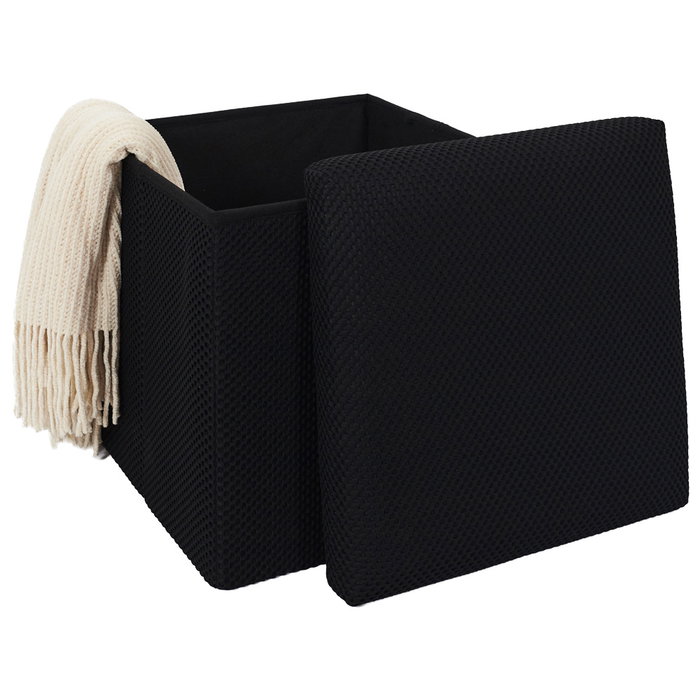 Home Deco Factory Puf Plegable Atom Negro Colección Contemporain 38x38x38 cm