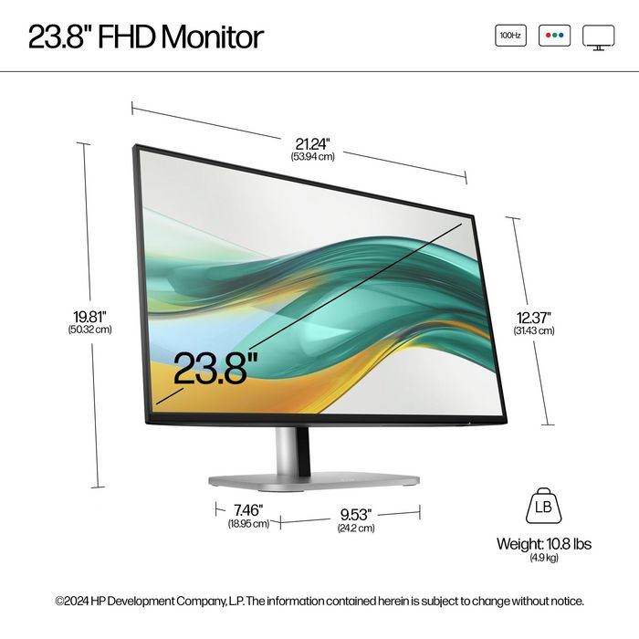 HP Series 5 Pro Monitor 23.8" FHD - 524PF 9D9L6UT HP Series 5 Pro Monitor 23.8" FHD - 524PF 9D9L6UT