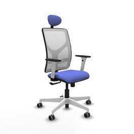 PIQUERAS Y CRESPO Silla de oficina Motilla con mecanismo Sincro, Azul claro y Blanco