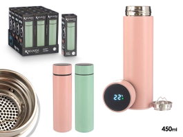 KINVARA Termo con termómetro digital 450ml surtido Rosa + Verde