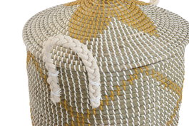 DKD Home Decor Cesta Boho Coral Amarillo 41 x 57 x 41 cm Set de 2 Piezas