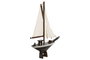 DKD Home Decor Set de 3 Barcos de Madera y Algodón Crudo