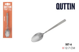 Quttin Juego de 6 Cucharas de Postre Louvre 1.5mm en Acero Inoxidable