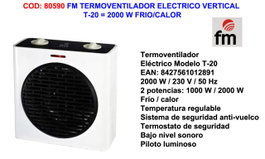 Termoventilador eléctrico vertical T-20 frío/calor 2000 W